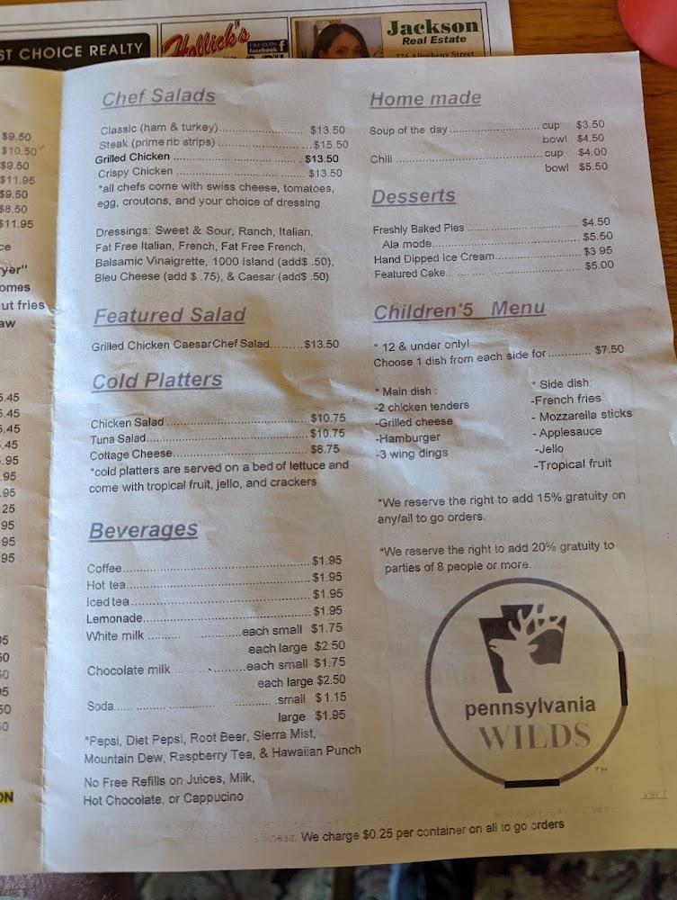 Restless Oaks Restaurant Menu image 1